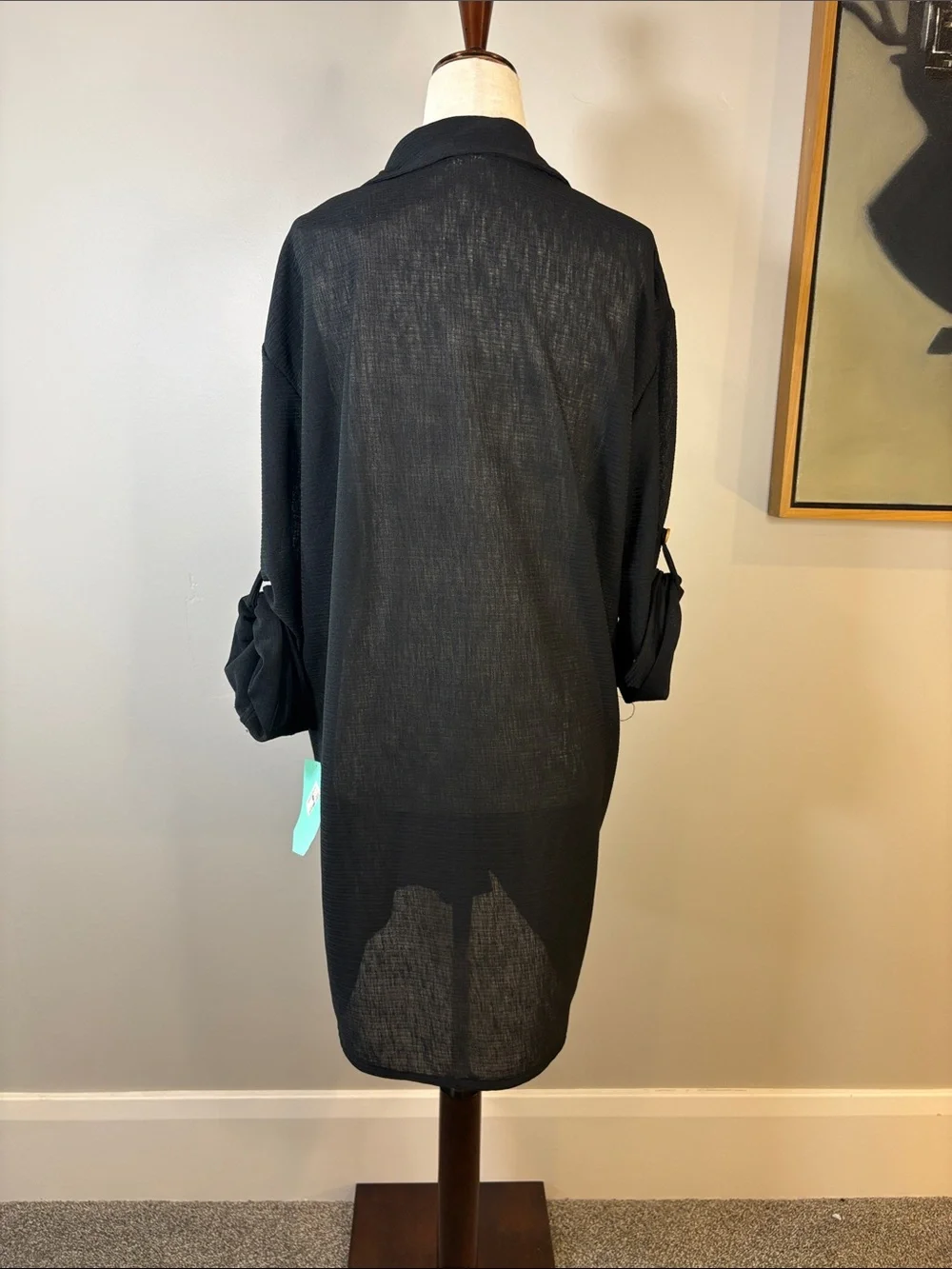 Liz Claiborne Black Button-Front Swim Coverup